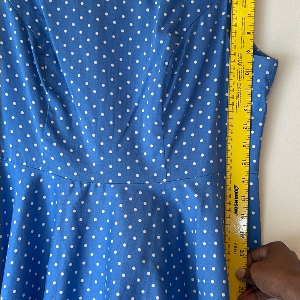 Grace Karin Blue Polka Dot Dress Circle Skirt Wedding Guest Office  Date #0007 - Picture 10 of 15